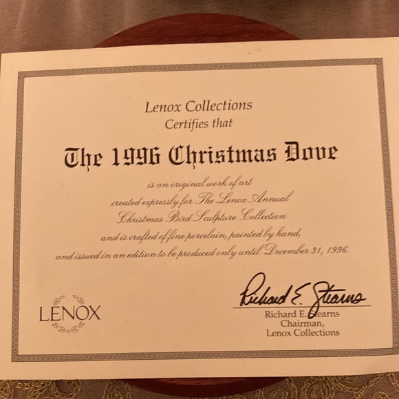 Lenox Collections 1996 Christmas Dove NWOT Vintage - Picture 10 of 11
